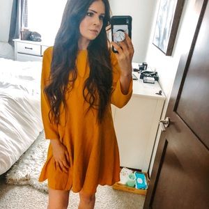 NWT Altar’d State Mustard Swing Skater Dress Y